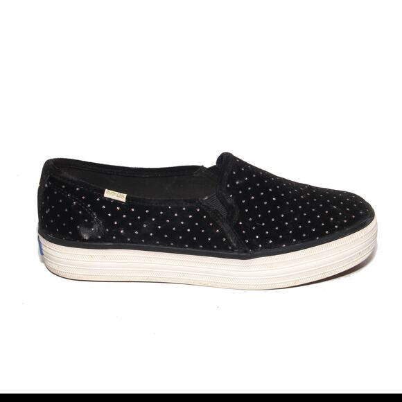 Keds X Kate Spade New York Triple Decker Glitter Velvet Sneakers Size 8.5 - Picture 1 of 9